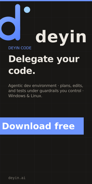 Deyin Code banner — Half page · dark