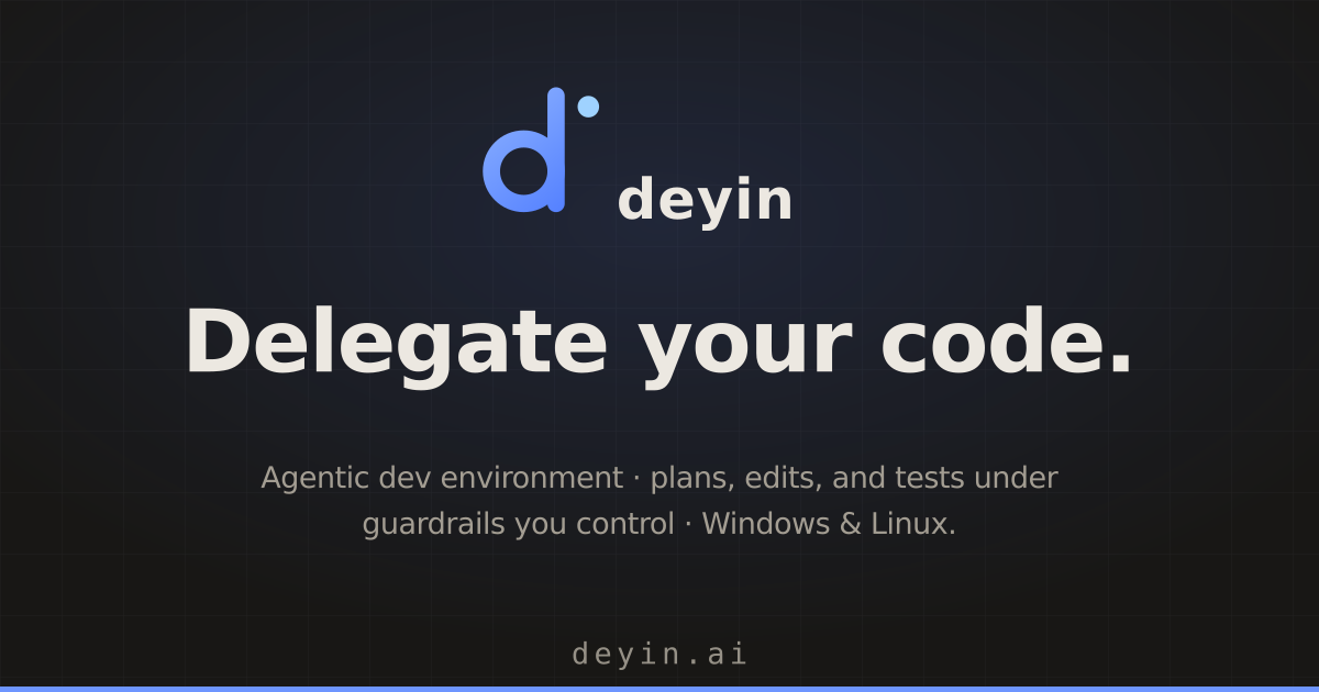 Deyin Code banner — Open Graph card — clean