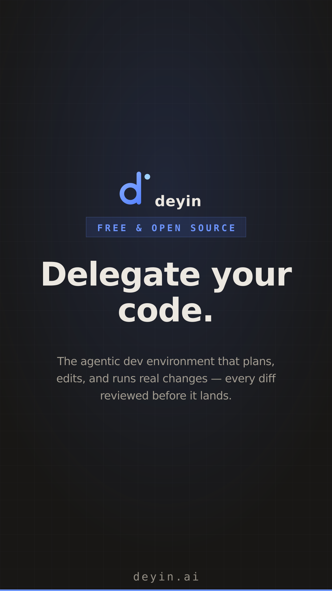 Deyin Code banner — Story / vertical video frame