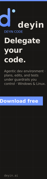 Deyin Code banner — Wide skyscraper · dark